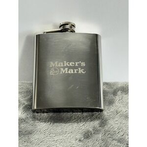 Makers Mark Flask Stainless Steel 8oz Flip Top Lid Pre-Owned
